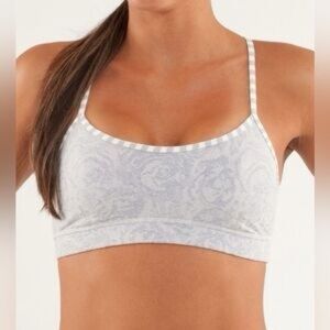 Lululemon Flow Y Bra Rose Herringbone Polar Cream Size 10